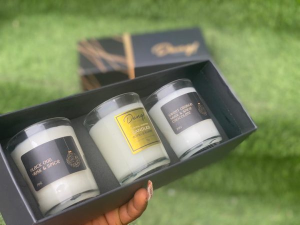 Trio Candle (Orange Leather and hot Chocolate, Citrus Burst, Oud Musk and Spice) - Dang! Lifestyle Nigeria